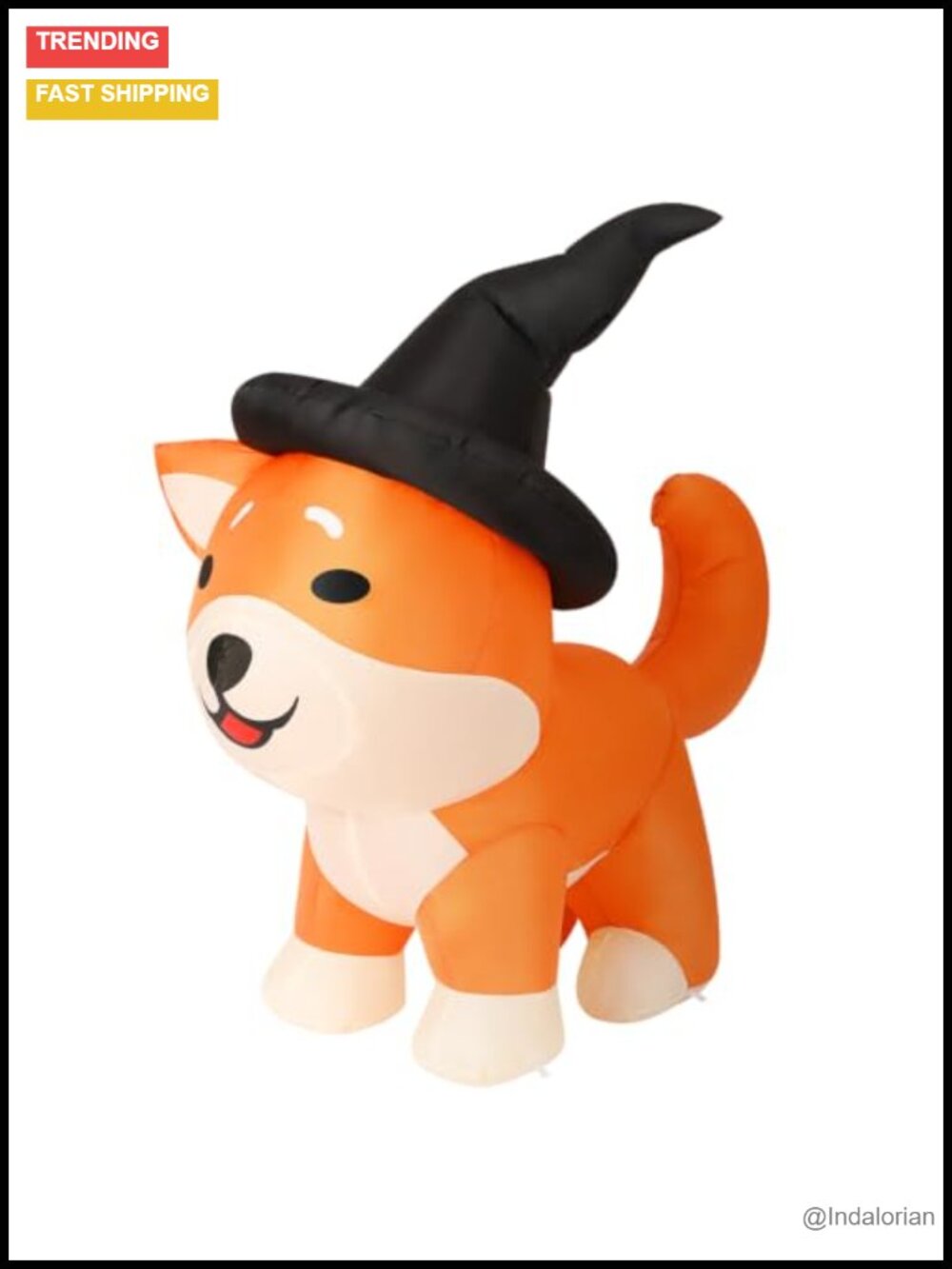 4 FT Halloween Inflatable Wizard Corgi Dog LED Outdoor Yard Decoration